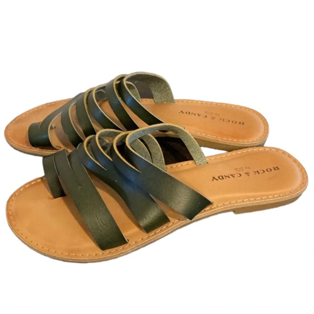 Rock & Candy Green and Tan Sandals - Picture 2 of 5